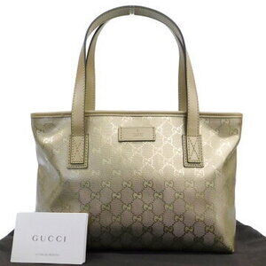 Gucci GG Imprime Logo Handbag Tote Bag Gold